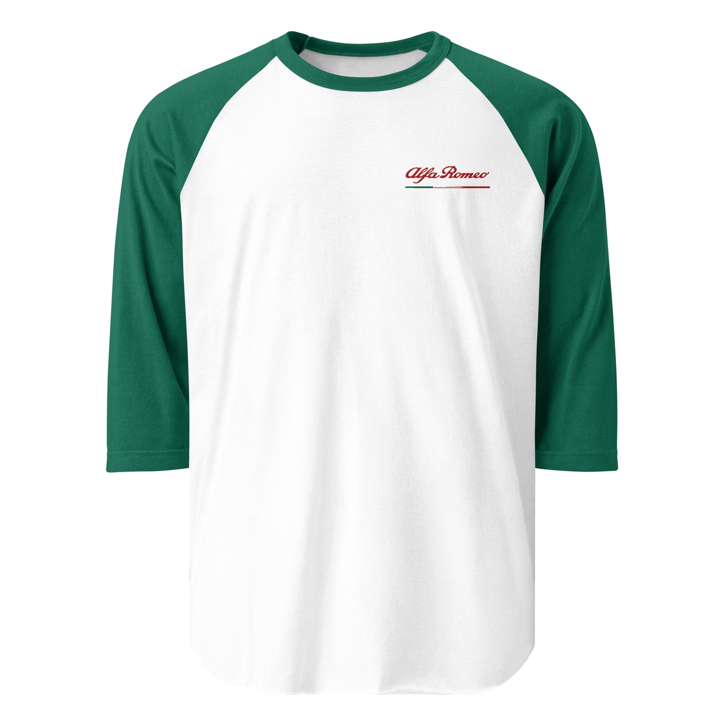 Alfa Romeo Embroidered Raglan Shirt | Classic Rosso Script, Italian Stripe & Quadrifoglio Verde Design | Multiple Color Combinations - AI Print Spot