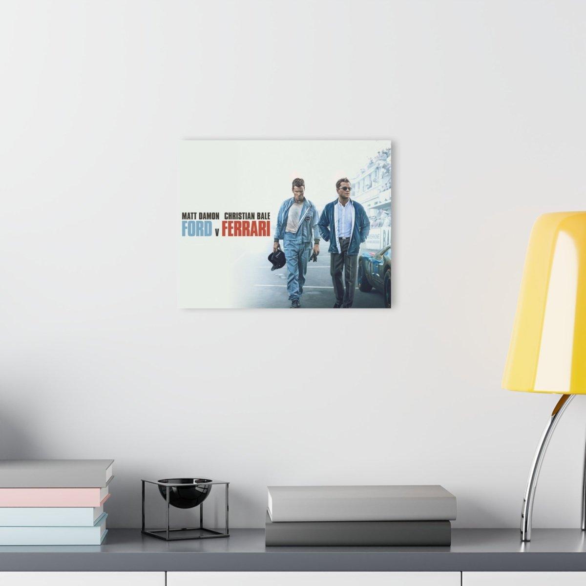 Ford v Ferrari Movie Poster Acrylic High Quality Print - Wall Art - Car Enthusiast Gift - Movie Buff - Landscape - Sizes 14x11 and 20x16 - AI Print Spot