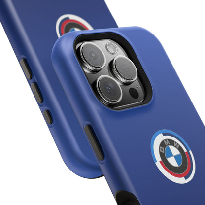 BMW G8X Frozen Portimao Blue iPhone MagSafe Tough Case - 50 Jahre Logo and M Piping