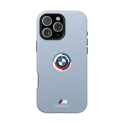 BMW G8X Brooklyn Grey iPhone MagSafe Tough Case - 50 Jahre Logo and M Piping