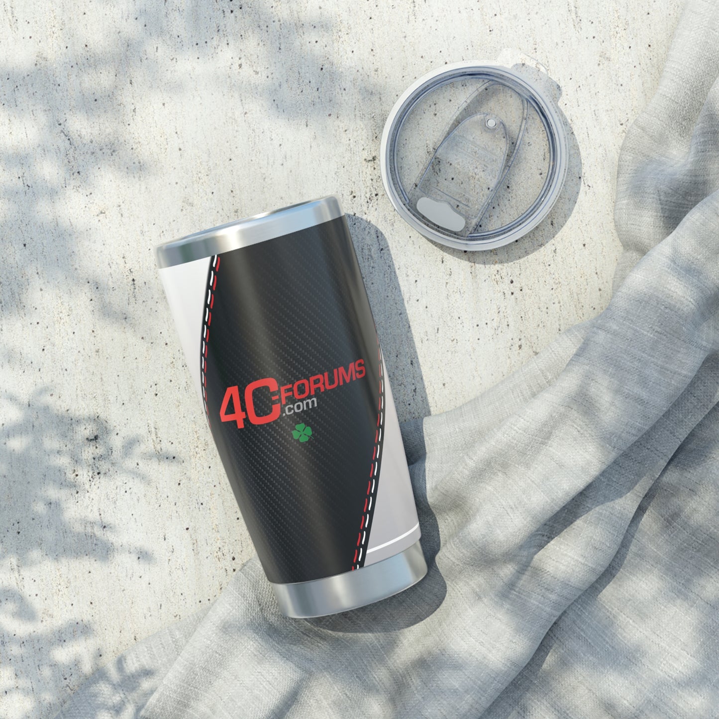 4C Forums Exclusive Vagabond 20oz Tumbler:  Alfa Romeo Madreperla White, Alfa Rosso, Alfa Black + Carbon Fiber Finish