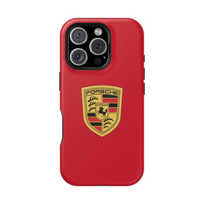 iPhone MagSafe Tough Case - Porsche Crest - Dark Red Gloss/Matte - iPhone 14-16 Pro Max