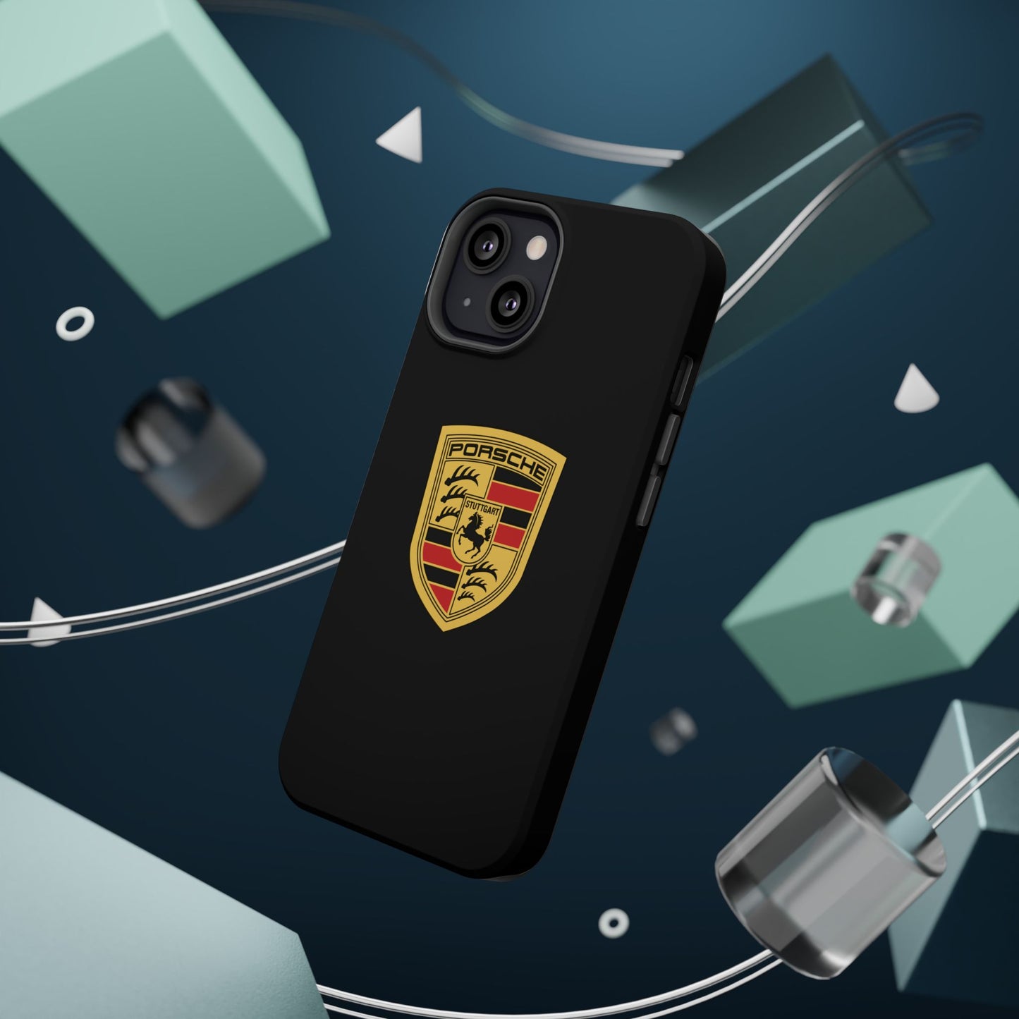 Porsche Crest iPhone MagSafe Elegance Case - iPhone 13 through 16 Pro Max - Black Gloss or Matte