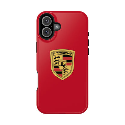 iPhone MagSafe Tough Case - Porsche Crest - Dark Red Gloss/Matte - iPhone 14-16 Pro Max