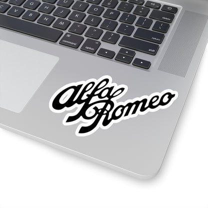 1930s Alfa Romeo Logo Script Kiss-Cut Stickers in Black - Transparent or White Background - 4 Sizes