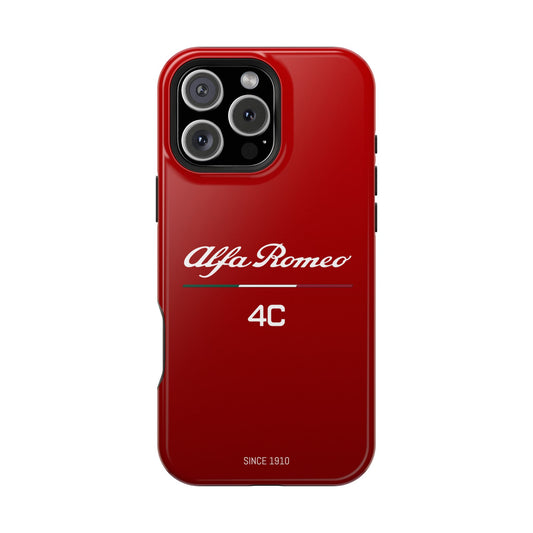 MagSafe® Dual Layer iPhone Case - Alfa Romeo 4C Design in White on Alfa Rosso