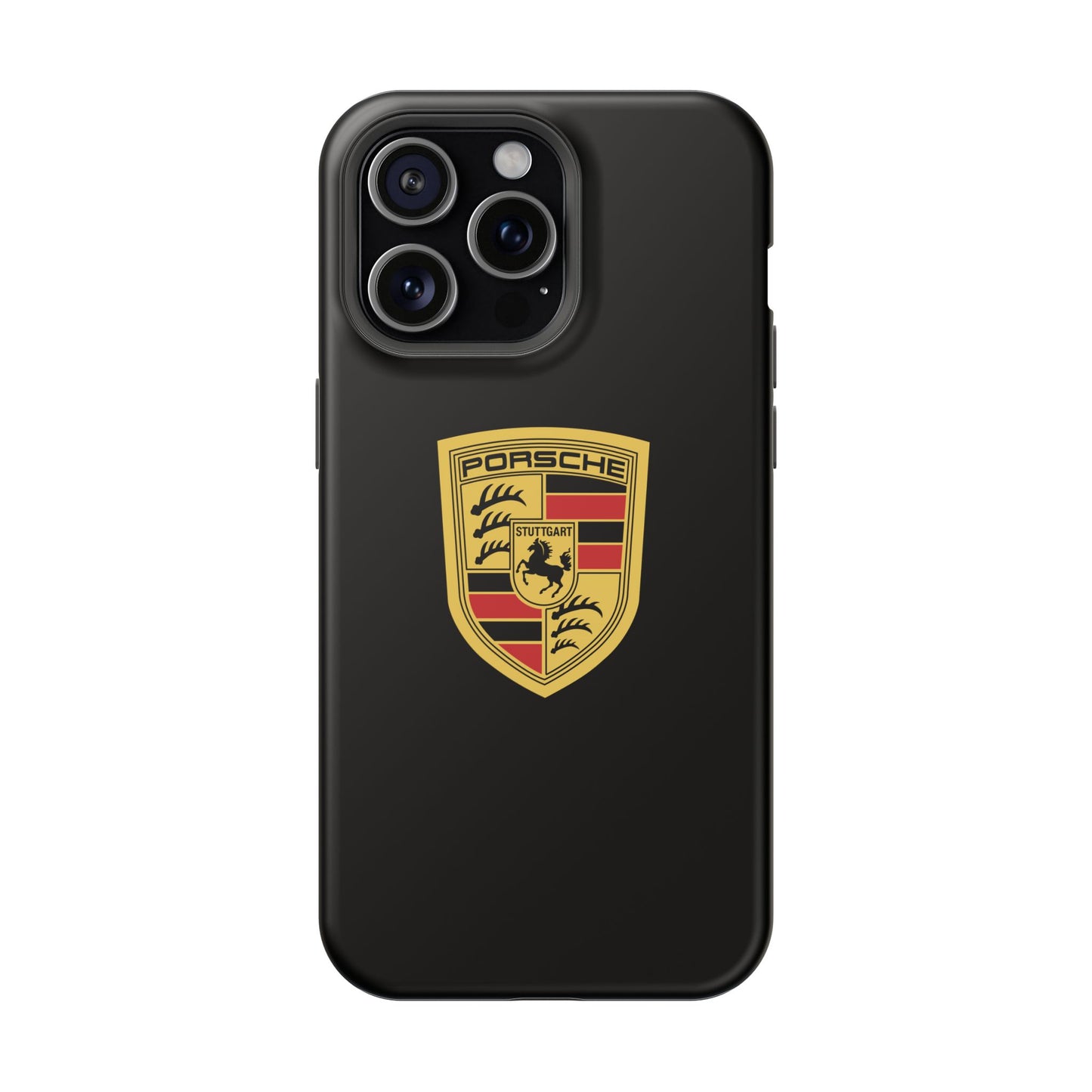 Porsche Crest iPhone MagSafe Elegance Case - iPhone 13 through 16 Pro Max - Black Gloss or Matte