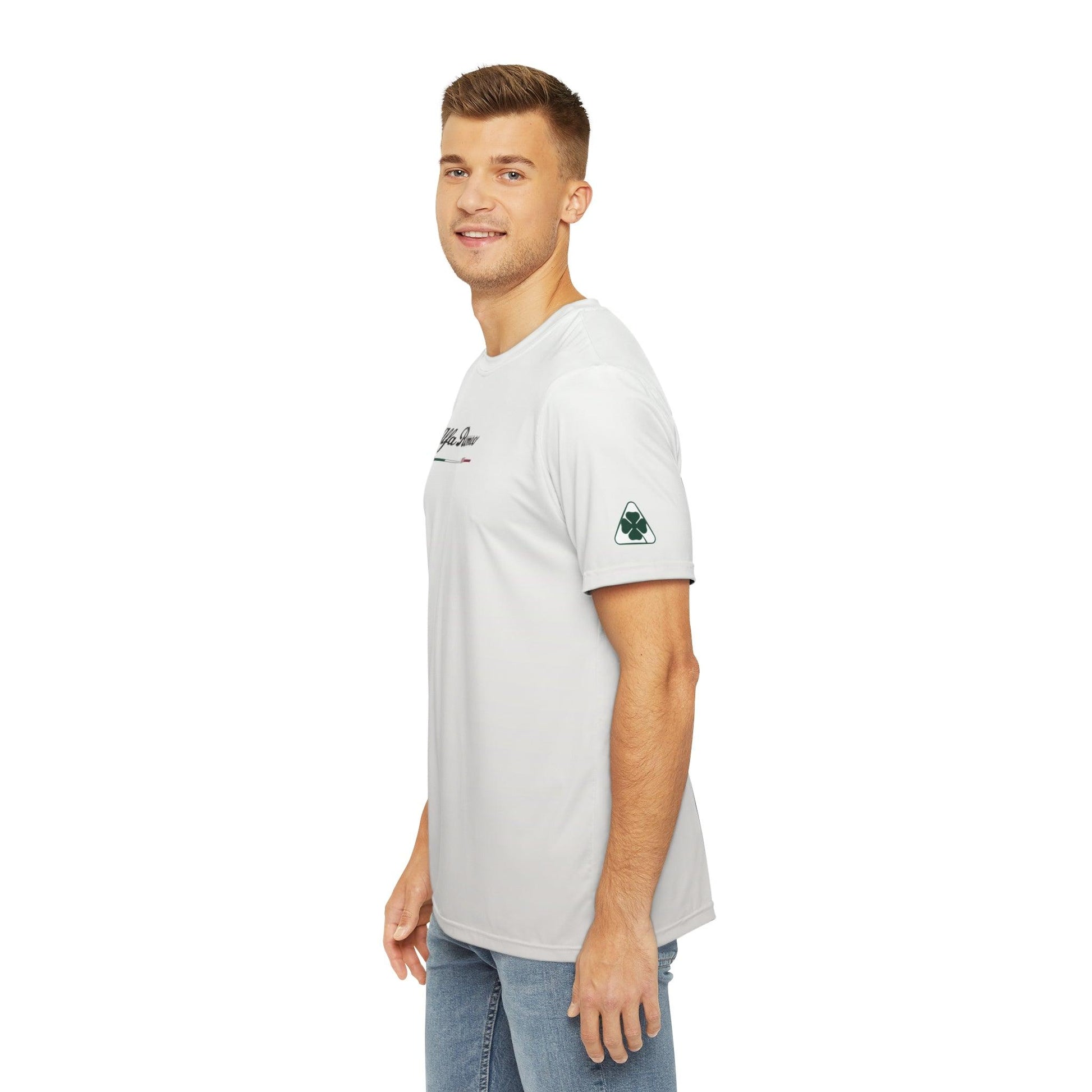 Alfa Romeo Trofeo White Men's Performance Tee - Moisture-Wicking Comfort, Made in USA - Quadrifoglio Style - AI Print Spot