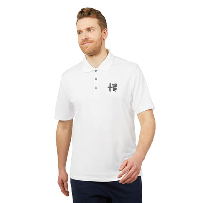 adidas Unisex Performance Polo with Alfa Romeo Biscione Snake & Cross Embroidery – Sporty & Stylish - White & Gray