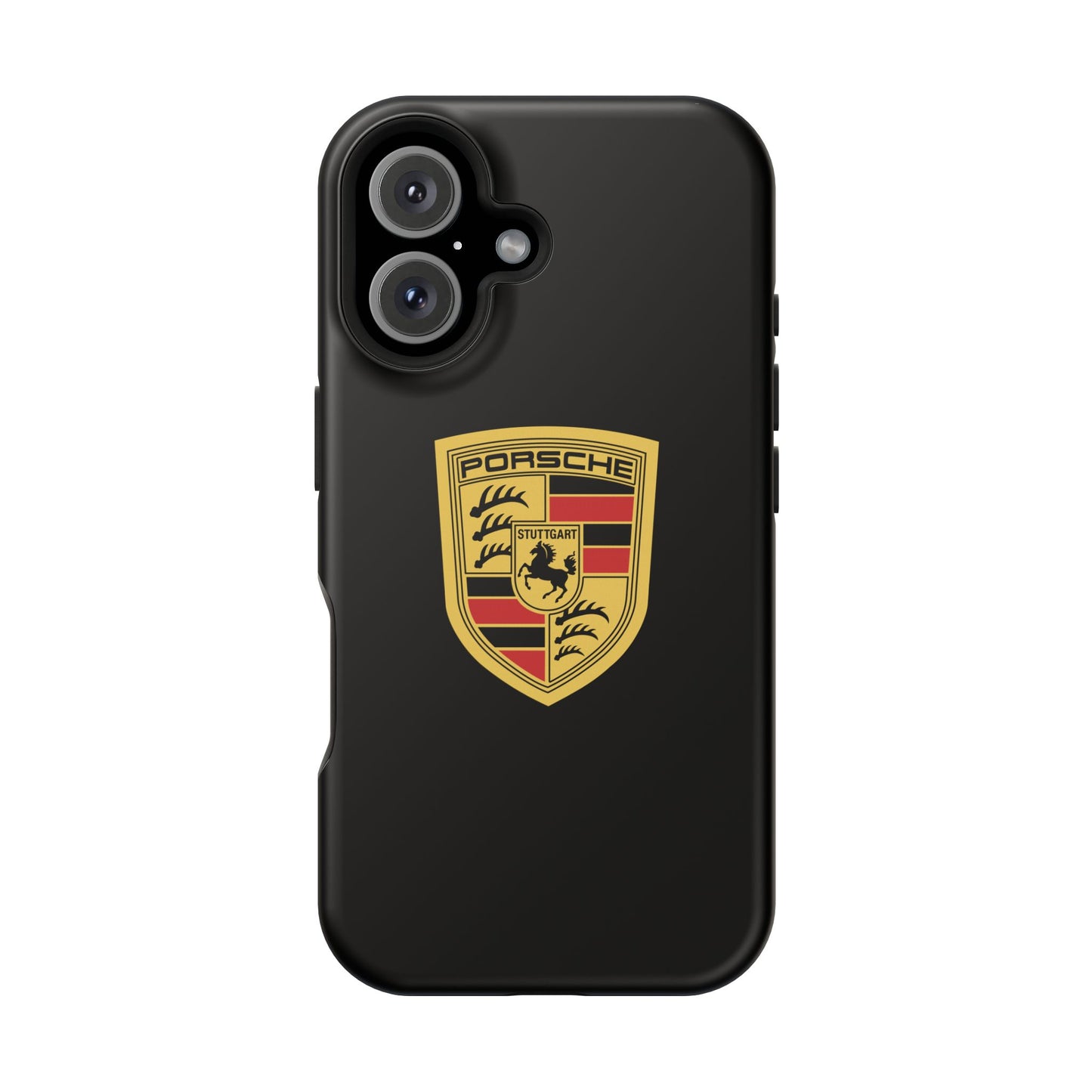 Porsche Crest iPhone MagSafe Elegance Case - iPhone 13 through 16 Pro Max - Black Gloss or Matte