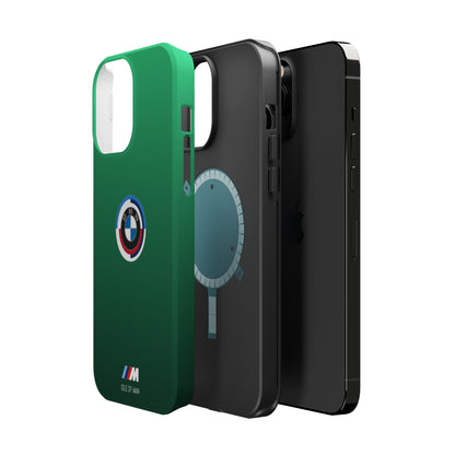 BMW G8X Isle of Man Green iPhone MagSafe Tough Case - 50 Jahre Logo and M Piping