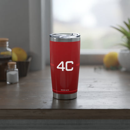 Alfa Romeo 4C Tumbler - 20oz Insulated Travel Mug, Rosso Alfa - Ideal for Racing Enthusiasts