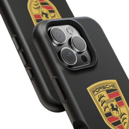 Porsche Crest iPhone MagSafe Elegance Case - iPhone 13 through 16 Pro Max - Black Gloss or Matte