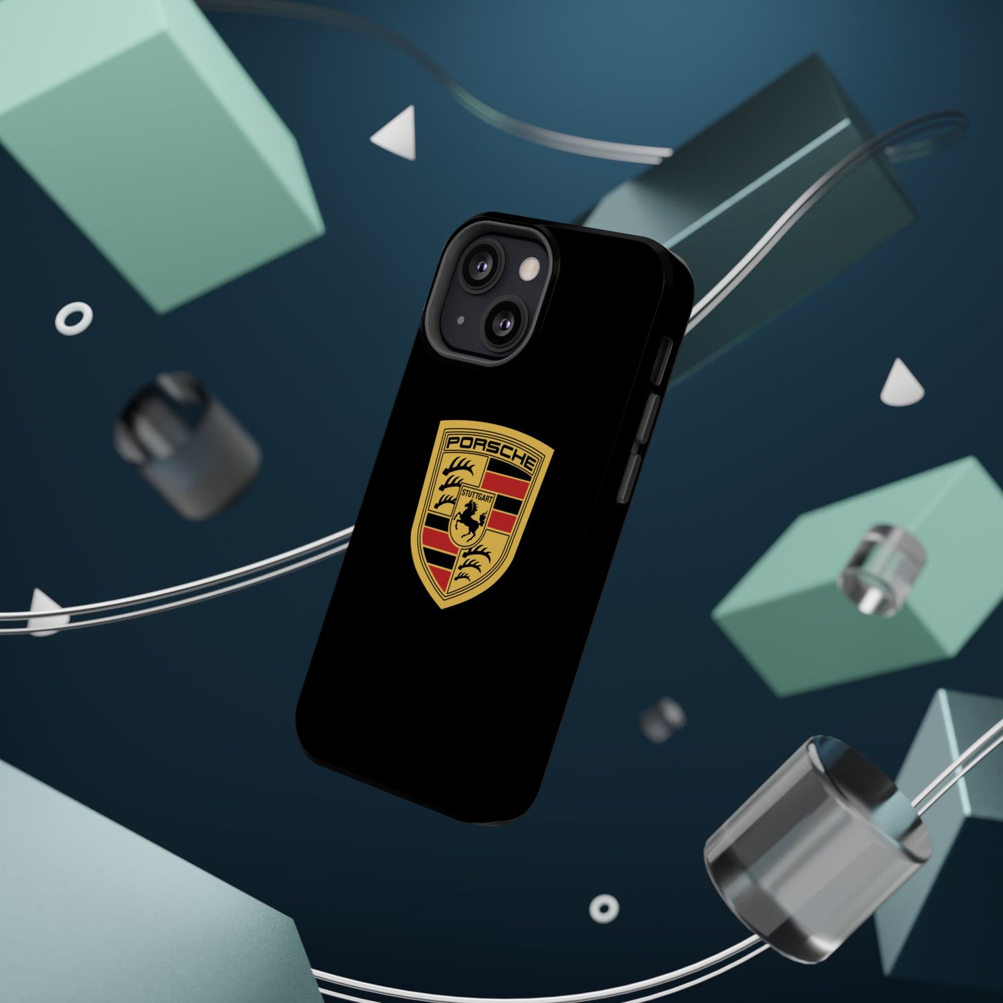 Porsche Crest iPhone MagSafe Elegance Case - iPhone 13 through 16 Pro Max - Black Gloss or Matte