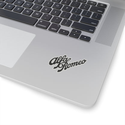 1930s Alfa Romeo Logo Script Kiss-Cut Stickers in Black - Transparent or White Background - 4 Sizes