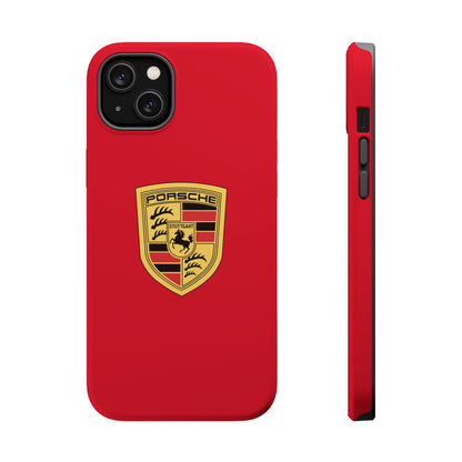 iPhone MagSafe Tough Case - Porsche Crest - Dark Red Gloss/Matte - iPhone 14-16 Pro Max