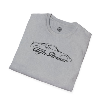 Alfa Romeo 4C Silhouette T-Shirt - Unisex Softstyle by Gildan - 100% Cotton Comfort - Casual & Stylish - Perfect for 4C Owners