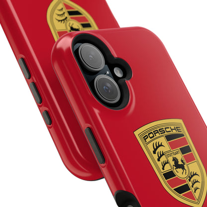 iPhone MagSafe Tough Case - Porsche Crest - Dark Red Gloss/Matte - iPhone 14-16 Pro Max