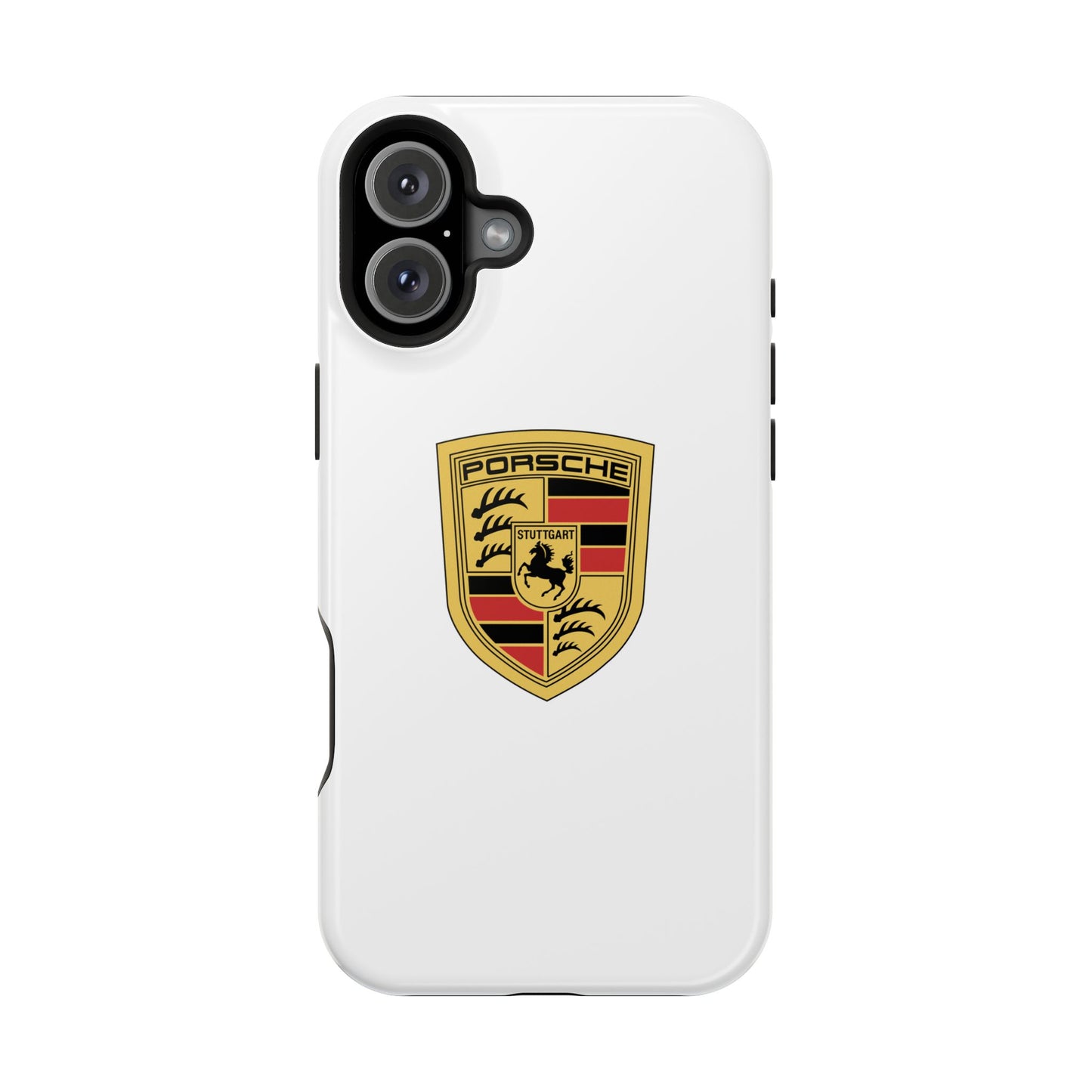 iPhone MagSafe Tough Case - Porsche Crest - White Gloss/Matte - iPhone 14-16 Pro Max