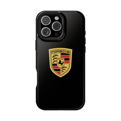 Porsche Crest iPhone MagSafe Elegance Case - iPhone 13 through 16 Pro Max - Black Gloss or Matte