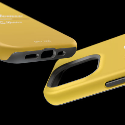 MagSafe® Dual Layer iPhone Case - Alfa Romeo 4C Spider Design in White on Giallo Prototipo