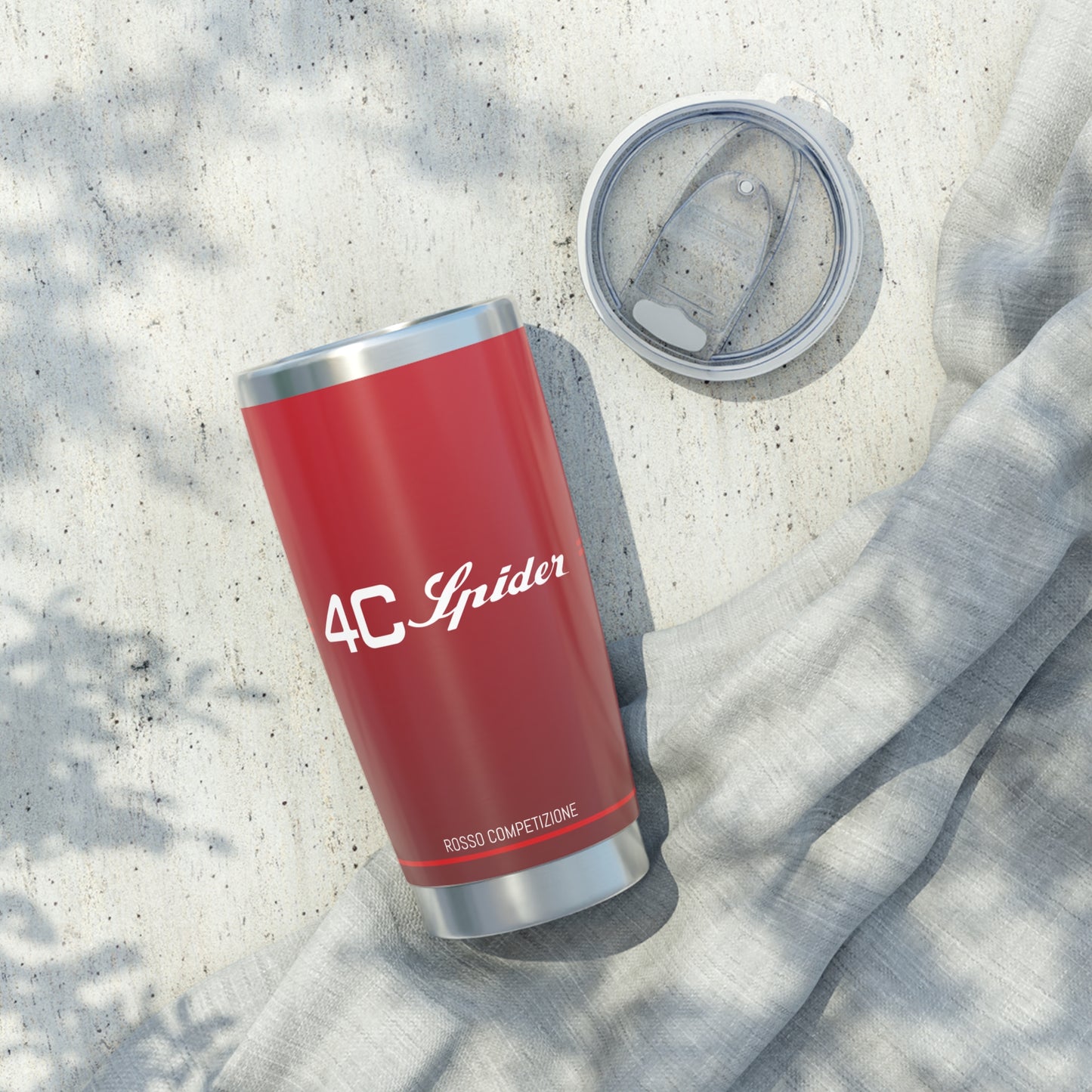 Alfa Romeo 4C Spider Tumbler - 20oz Insulated Travel Mug, Rosso Competizione - Ideal for Racing Enthusiasts