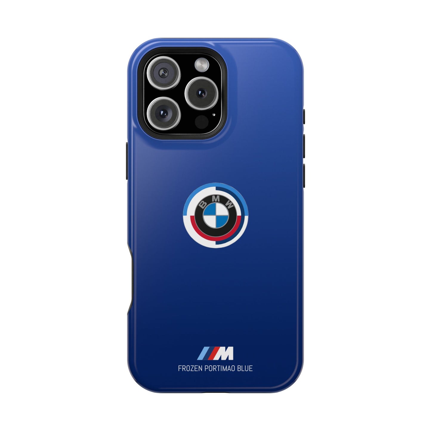 BMW G8X Frozen Portimao Blue iPhone MagSafe Tough Case - 50 Jahre Logo and M Piping