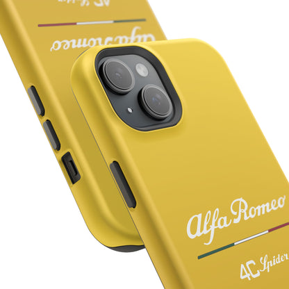 MagSafe® Dual Layer iPhone Case - Alfa Romeo 4C Spider Design in White on Giallo Prototipo