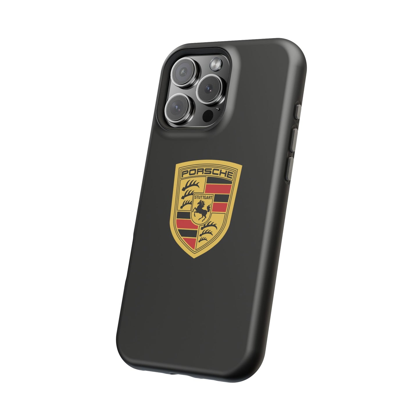 Porsche Crest iPhone MagSafe Elegance Case - iPhone 13 through 16 Pro Max - Black Gloss or Matte