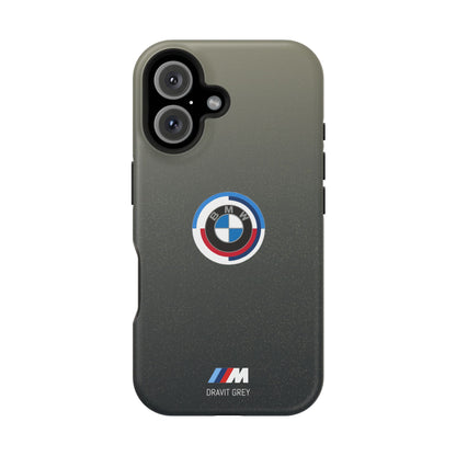 BMW G8X Dravit Grey With Gold Flecks iPhone MagSafe Tough Case - 50 Jahre Logo and M Piping