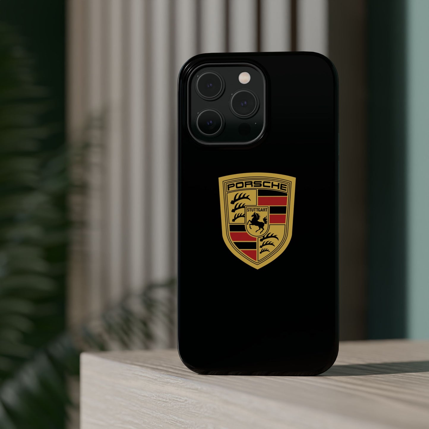 Porsche Crest iPhone MagSafe Elegance Case - iPhone 13 through 16 Pro Max - Black Gloss or Matte