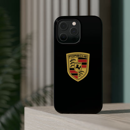 Porsche Crest iPhone MagSafe Elegance Case - iPhone 13 through 16 Pro Max - Black Gloss or Matte