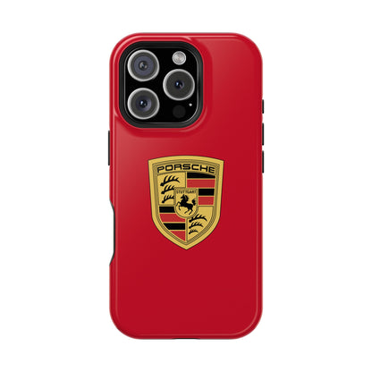 iPhone MagSafe Tough Case - Porsche Crest - Dark Red Gloss/Matte - iPhone 14-16 Pro Max