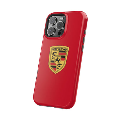 iPhone MagSafe Tough Case - Porsche Crest - Dark Red Gloss/Matte - iPhone 14-16 Pro Max