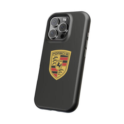 Porsche Crest iPhone MagSafe Elegance Case - iPhone 13 through 16 Pro Max - Black Gloss or Matte