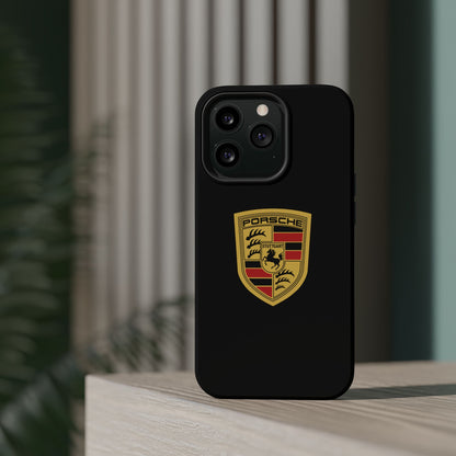 Porsche Crest iPhone MagSafe Elegance Case - iPhone 13 through 16 Pro Max - Black Gloss or Matte