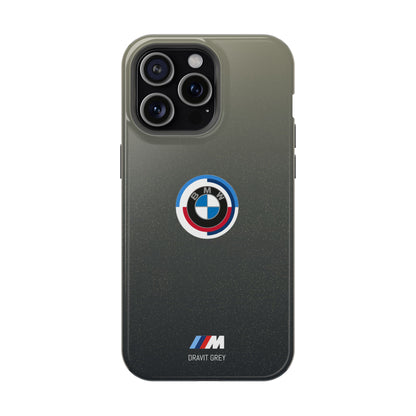 BMW G8X Dravit Grey With Gold Flecks iPhone MagSafe Tough Case - 50 Jahre Logo and M Piping