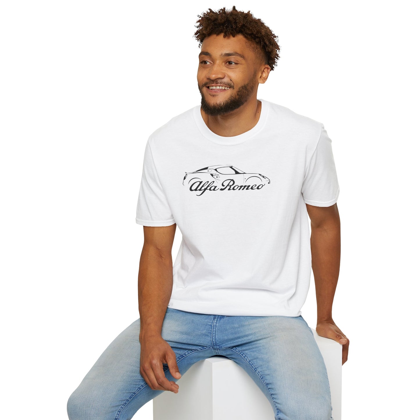 Alfa Romeo 4C Silhouette T-Shirt - Unisex Softstyle by Gildan - 100% Cotton Comfort - Casual & Stylish - Perfect for 4C Owners