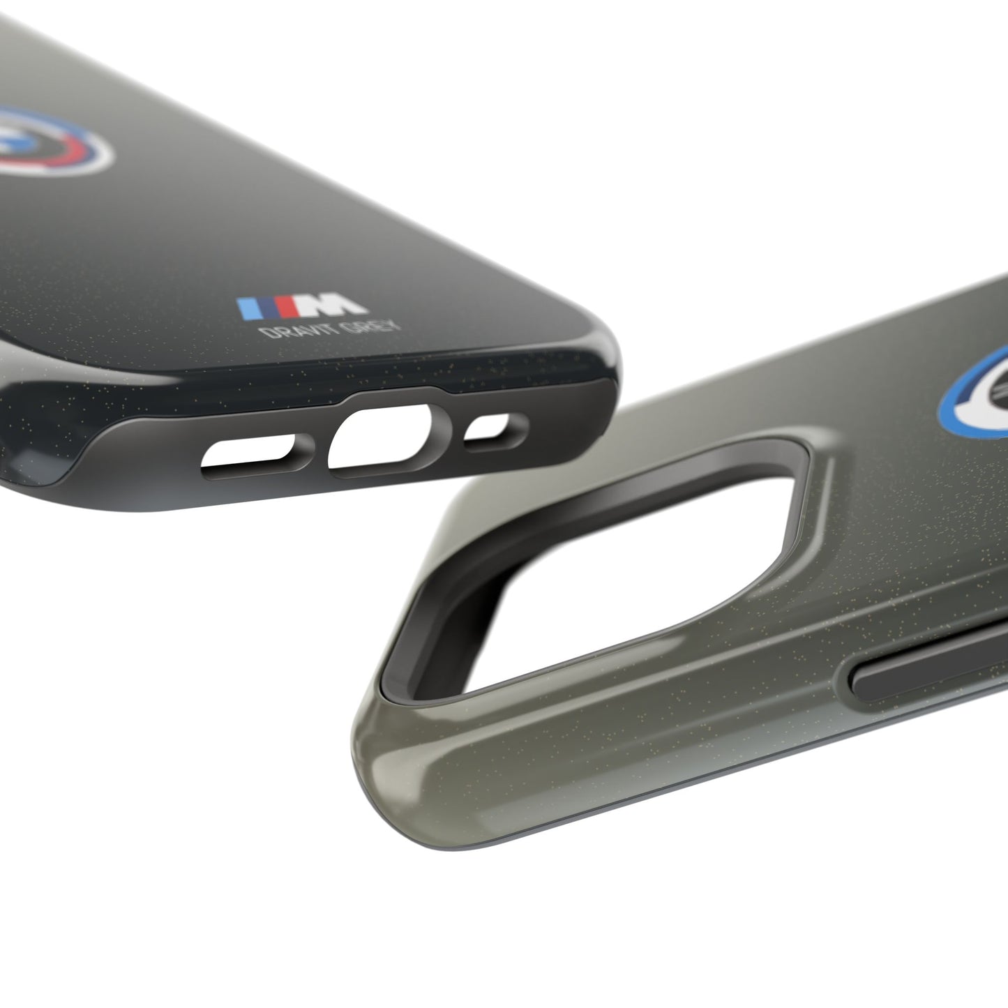 BMW G8X Dravit Grey With Gold Flecks iPhone MagSafe Tough Case - 50 Jahre Logo and M Piping