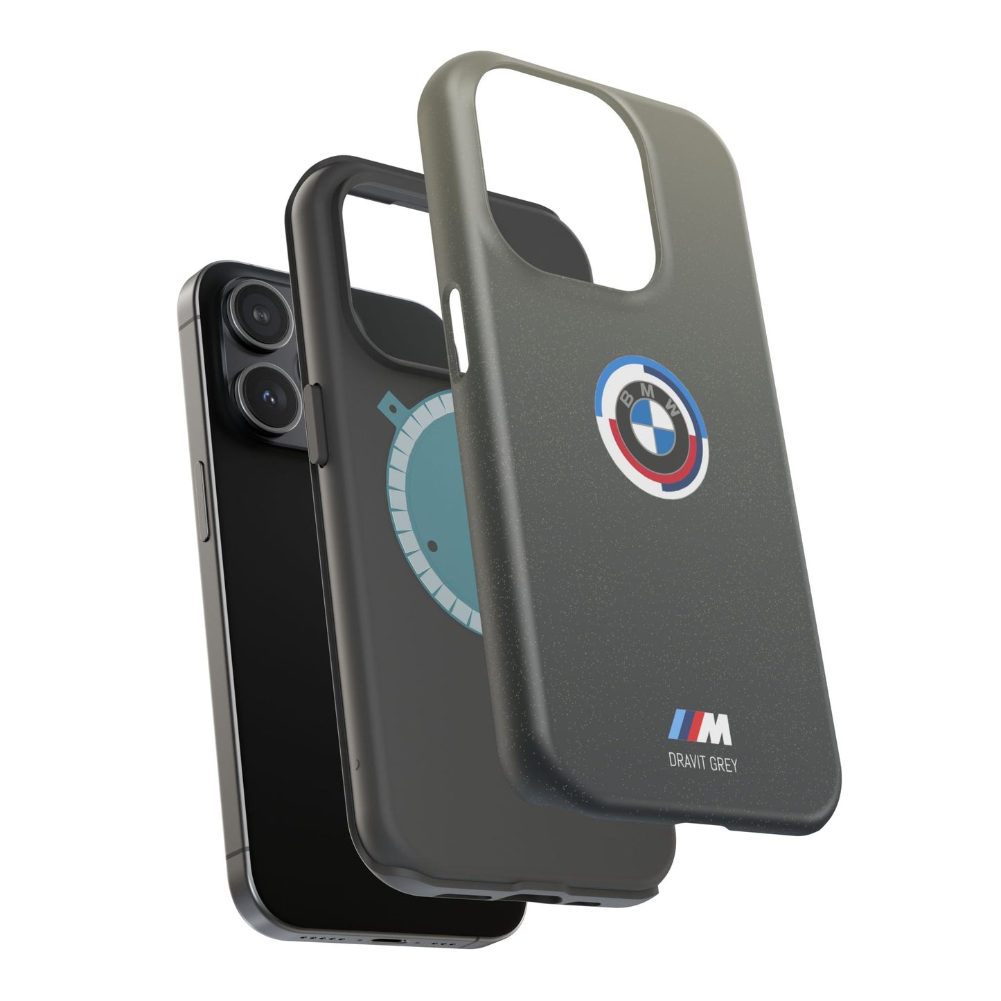 BMW G8X Dravit Grey With Gold Flecks iPhone MagSafe Tough Case - 50 Jahre Logo and M Piping