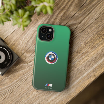 BMW G8X Isle of Man Green iPhone MagSafe Tough Case - 50 Jahre Logo and M Piping