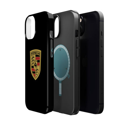 Porsche Crest iPhone MagSafe Elegance Case - iPhone 13 through 16 Pro Max - Black Gloss or Matte