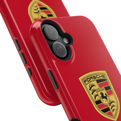 iPhone MagSafe Tough Case - Porsche Crest - Dark Red Gloss/Matte - iPhone 14-16 Pro Max