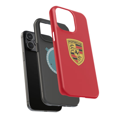 iPhone MagSafe Tough Case - Porsche Crest - Dark Red Gloss/Matte - iPhone 14-16 Pro Max