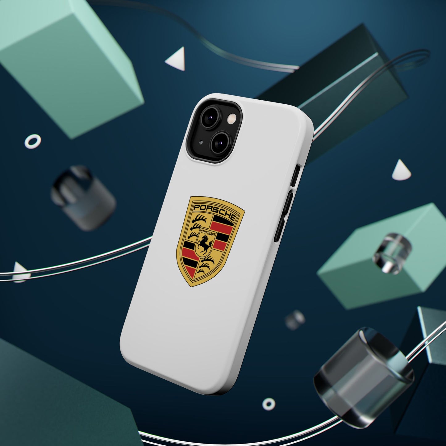 iPhone MagSafe Tough Case - Porsche Crest - White Gloss/Matte - iPhone 14-16 Pro Max