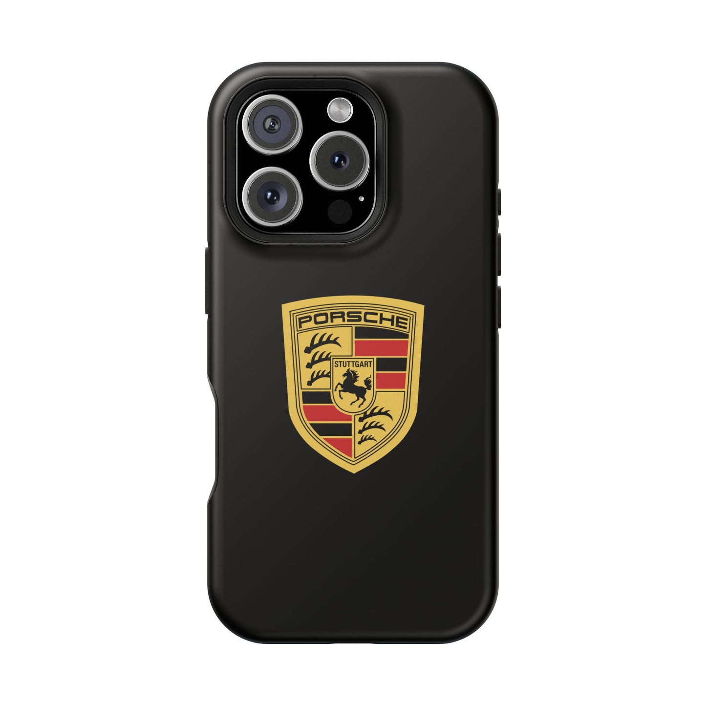 Porsche Crest iPhone MagSafe Elegance Case - iPhone 13 through 16 Pro Max - Black Gloss or Matte