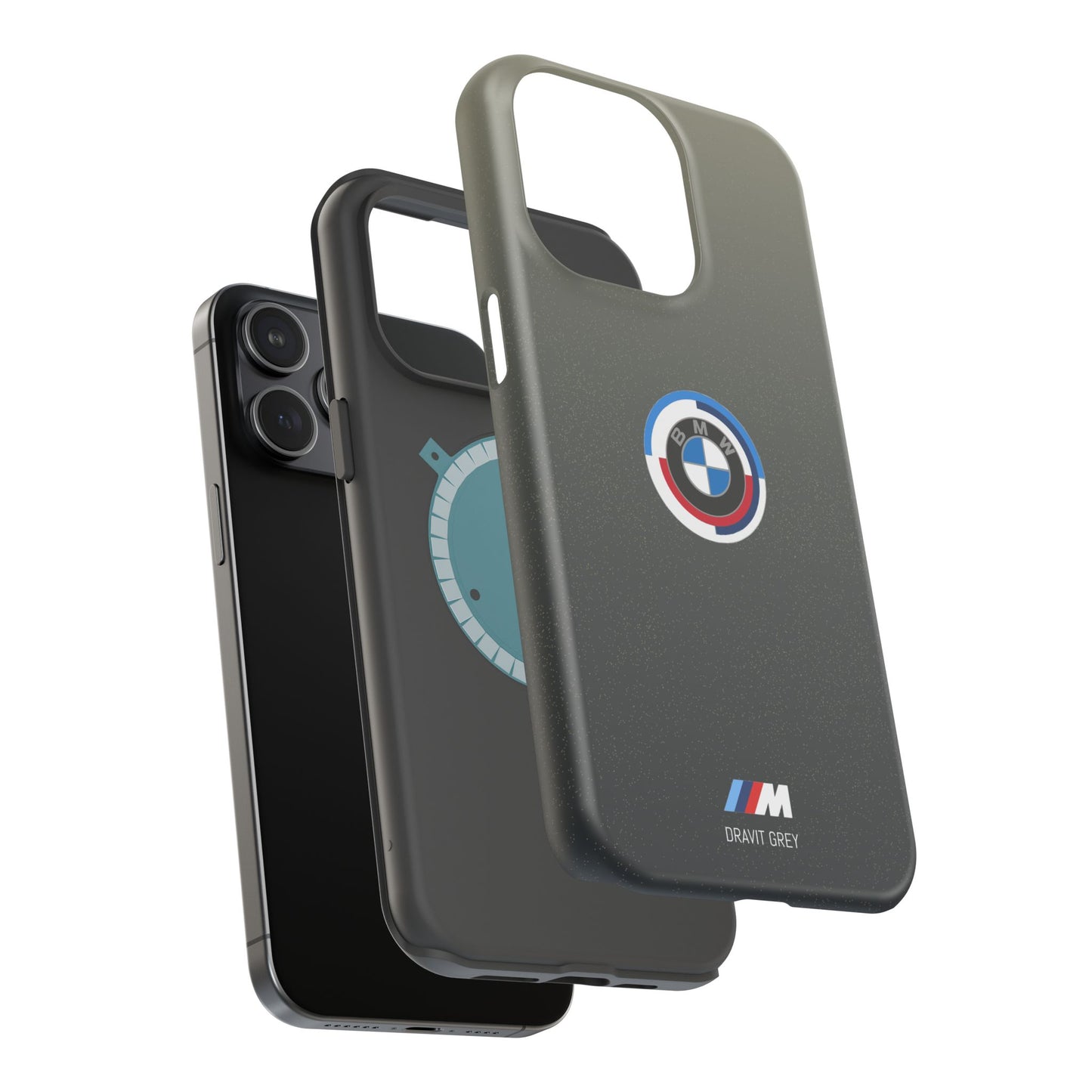 BMW G8X Dravit Grey With Gold Flecks iPhone MagSafe Tough Case - 50 Jahre Logo and M Piping