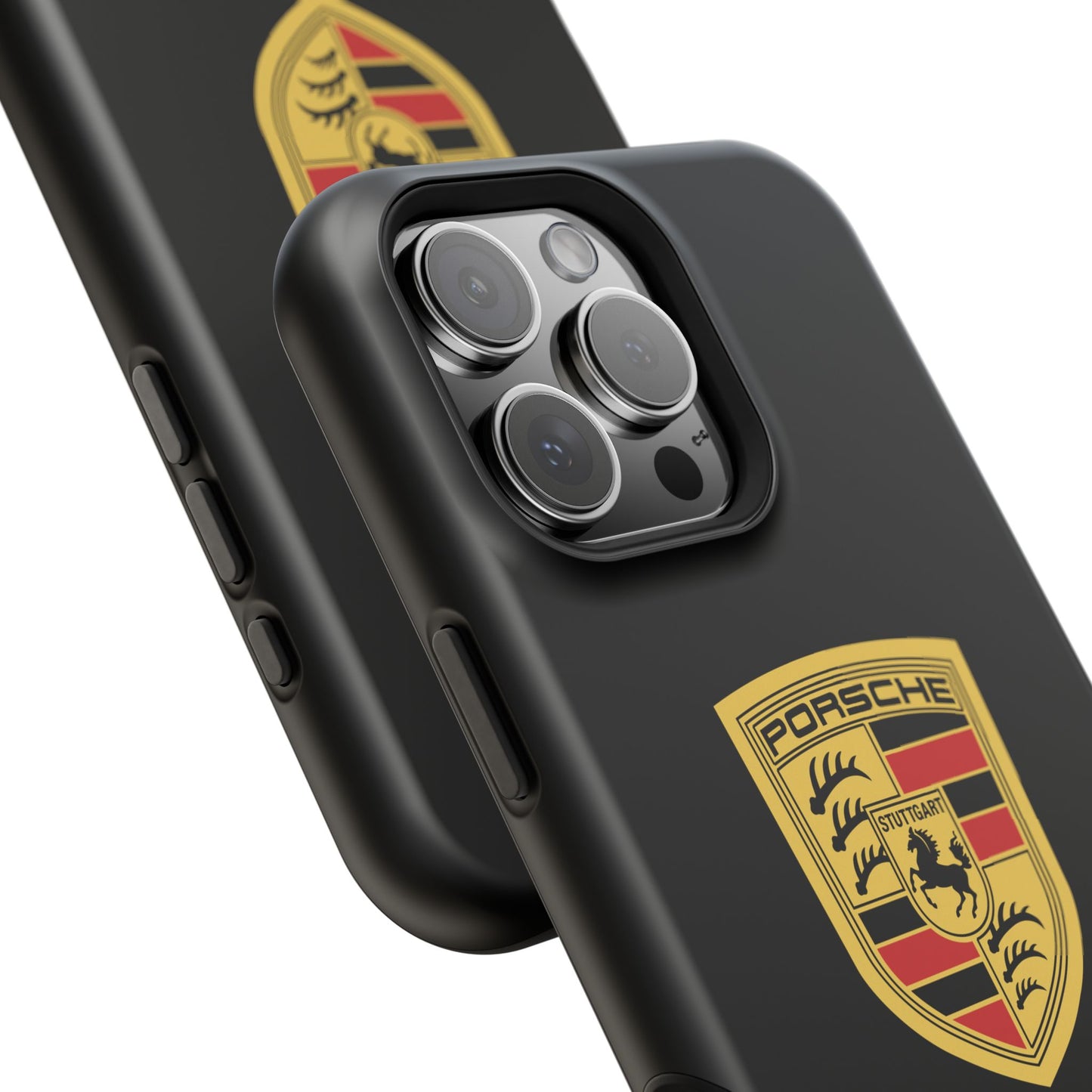 Porsche Crest iPhone MagSafe Elegance Case - iPhone 13 through 16 Pro Max - Black Gloss or Matte