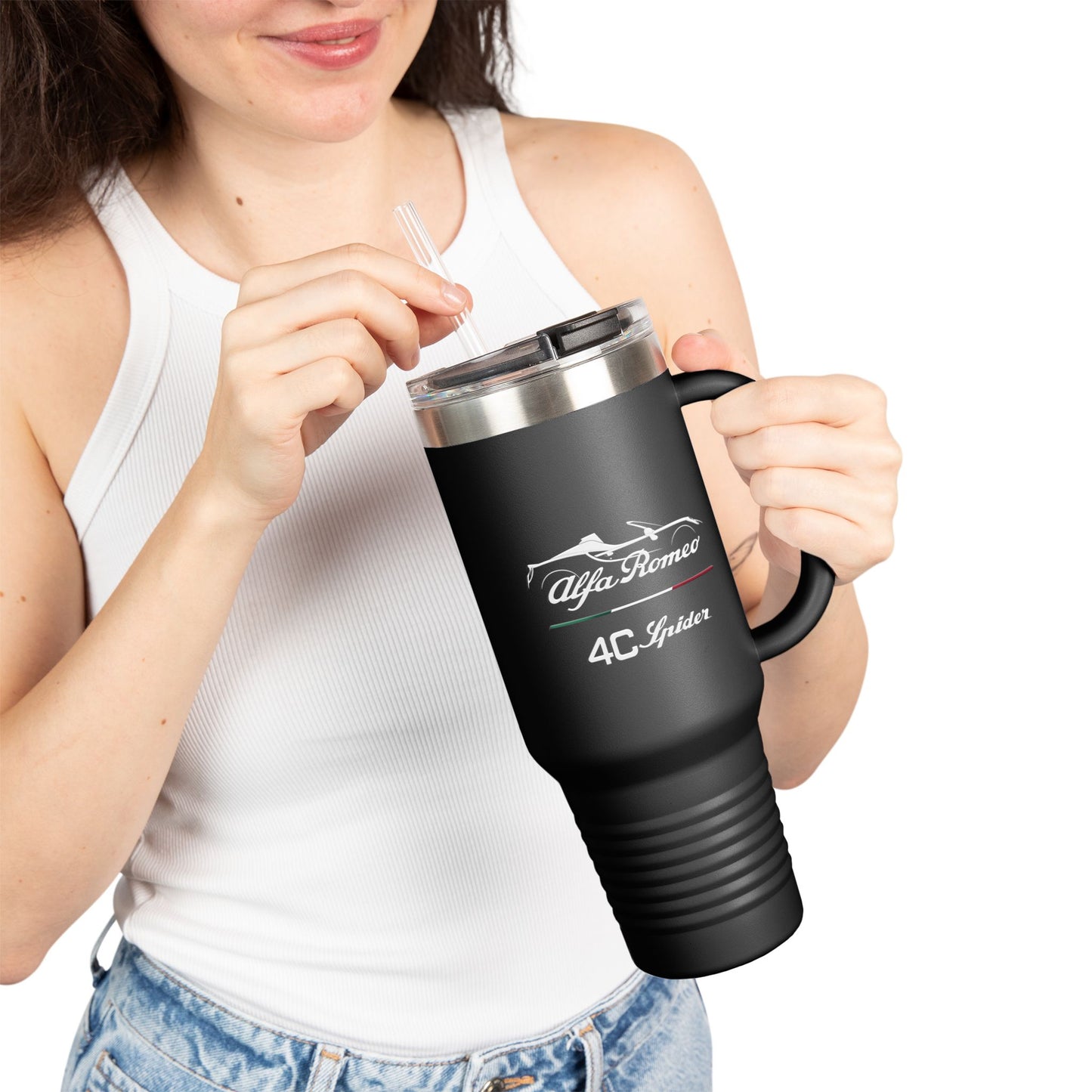 Alfa Romeo 4C Spider 40oz Insulated Travel Mug with Dual-Script Design