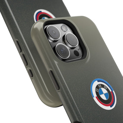 BMW G8X Dravit Grey With Gold Flecks iPhone MagSafe Tough Case - 50 Jahre Logo and M Piping